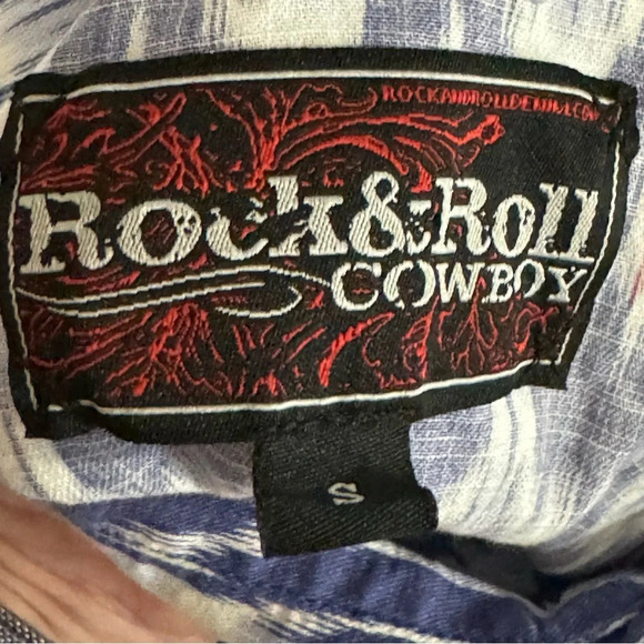 Rock & Roll Cowboy Ikat Southwestern Print Pearl Snap Western Shirt Size Small - Picture 8 of 11